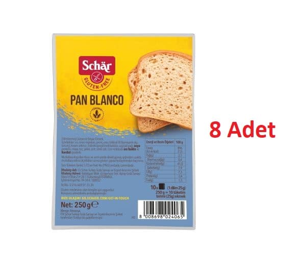 Schar Pan Blanco Dilimli Ekmek 250 gr x 8 Adet 1
