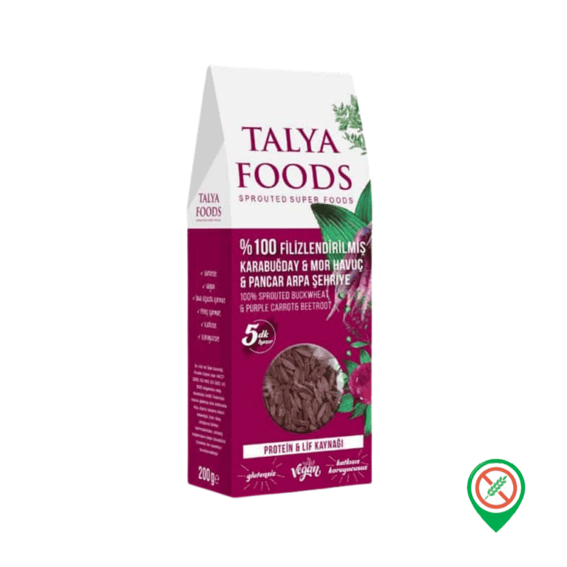 Talya Foods 100 Filizlenmis Cig Karabugday amp Mor Havuc amp Pancar Arpa Sehriye 200 gr 1