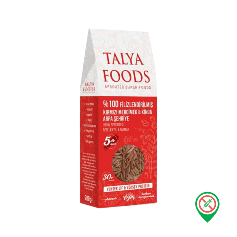 Talya Foods 100 Filizlenmis Kirmizi Mercimek amp Kinoa Arpa Sehriye 200 gr